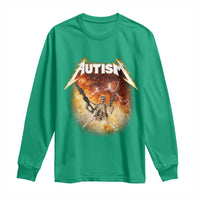 Autism Skeleton Funny Meme Long Sleeve Shirt Fire Burning Flames