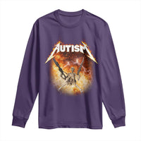 Autism Skeleton Funny Meme Long Sleeve Shirt Fire Burning Flames