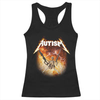 Autism Skeleton Funny Meme Racerback Tank Top Fire Burning Flames