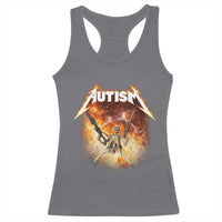 Autism Skeleton Funny Meme Racerback Tank Top Fire Burning Flames