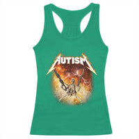 Autism Skeleton Funny Meme Racerback Tank Top Fire Burning Flames
