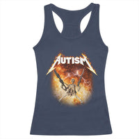 Autism Skeleton Funny Meme Racerback Tank Top Fire Burning Flames