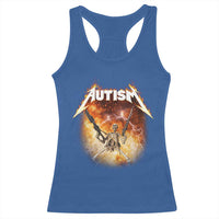 Autism Skeleton Funny Meme Racerback Tank Top Fire Burning Flames