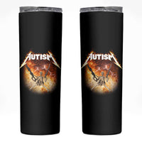 Autism Skeleton Funny Meme Skinny Tumbler Fire Burning Flames