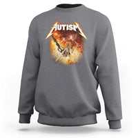 Autism Skeleton Funny Meme Sweatshirt Fire Burning Flames