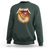 Autism Skeleton Funny Meme Sweatshirt Fire Burning Flames