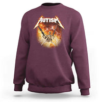 Autism Skeleton Funny Meme Sweatshirt Fire Burning Flames