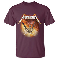 Autism Skeleton Funny Meme T Shirt Fire Burning Flames