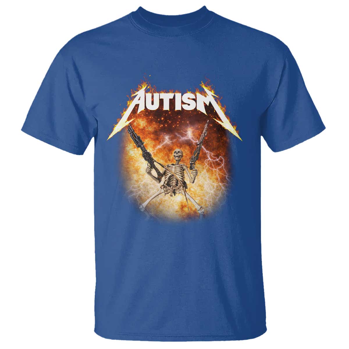 Autism Skeleton Funny Meme T Shirt Fire Burning Flames