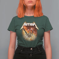 Autism Skeleton Funny Meme T Shirt For Women Fire Burning Flames