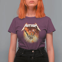 Autism Skeleton Funny Meme T Shirt For Women Fire Burning Flames