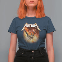 Autism Skeleton Funny Meme T Shirt For Women Fire Burning Flames