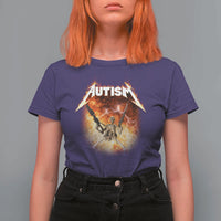 Autism Skeleton Funny Meme T Shirt For Women Fire Burning Flames