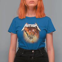 Autism Skeleton Funny Meme T Shirt For Women Fire Burning Flames