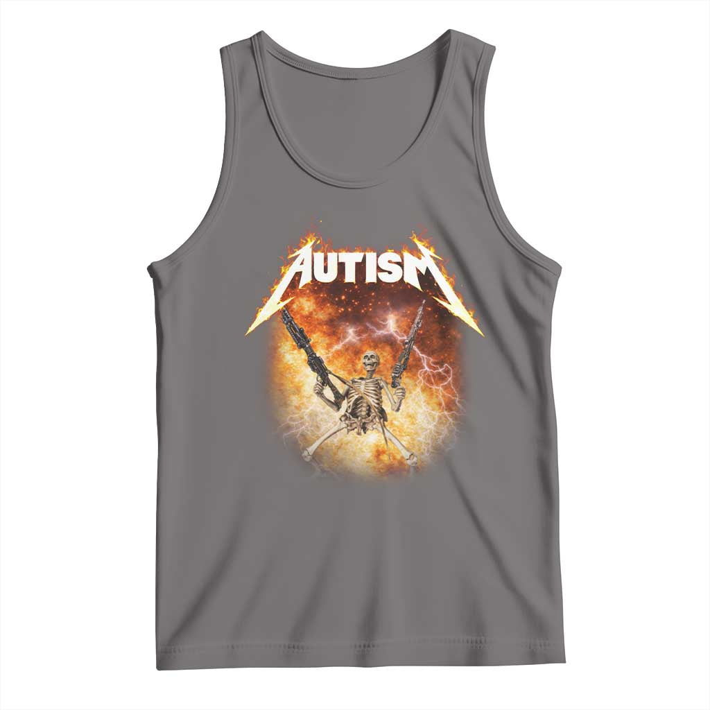 Autism Skeleton Funny Meme Tank Top Fire Burning Flames