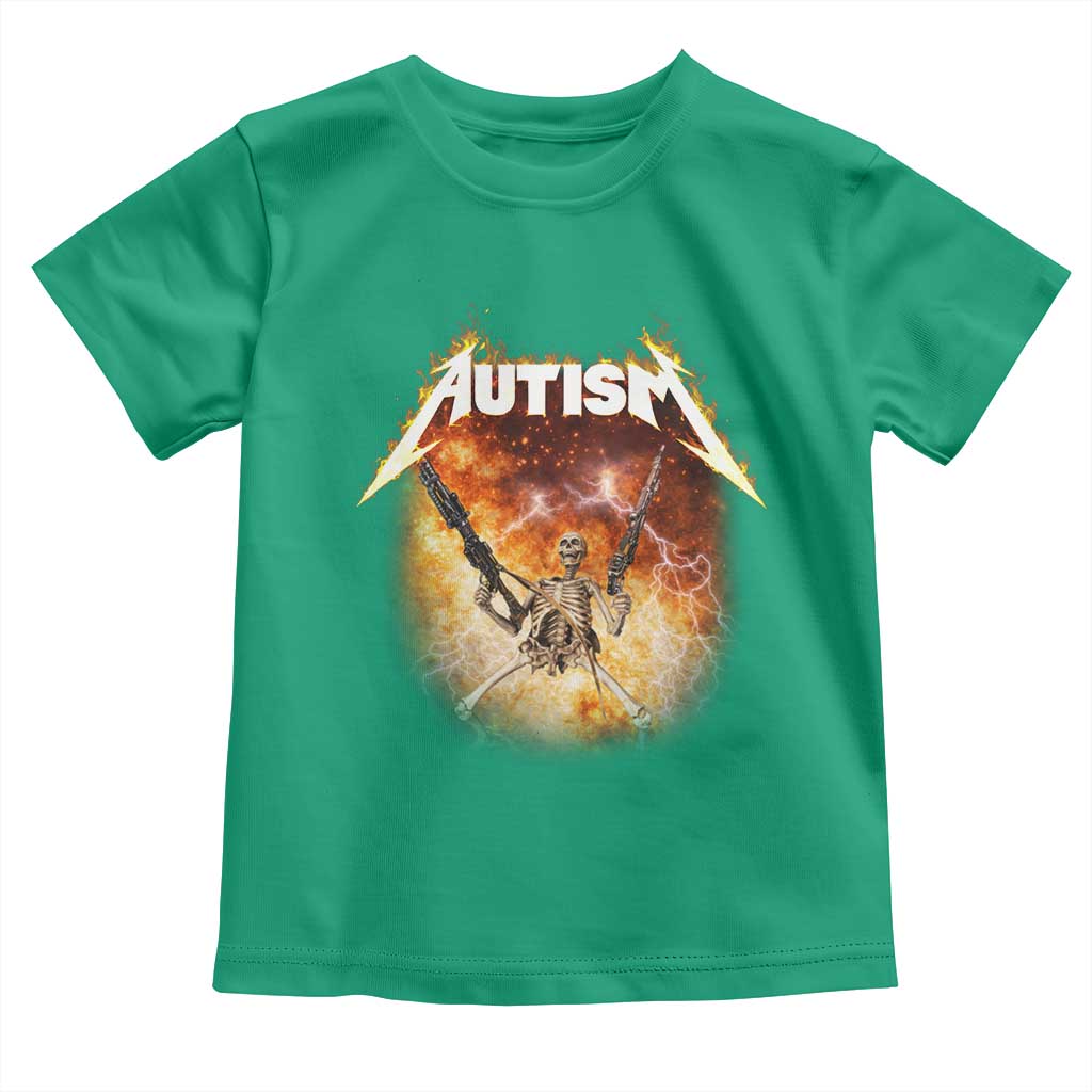 Autism Skeleton Funny Meme Toddler T Shirt Fire Burning Flames