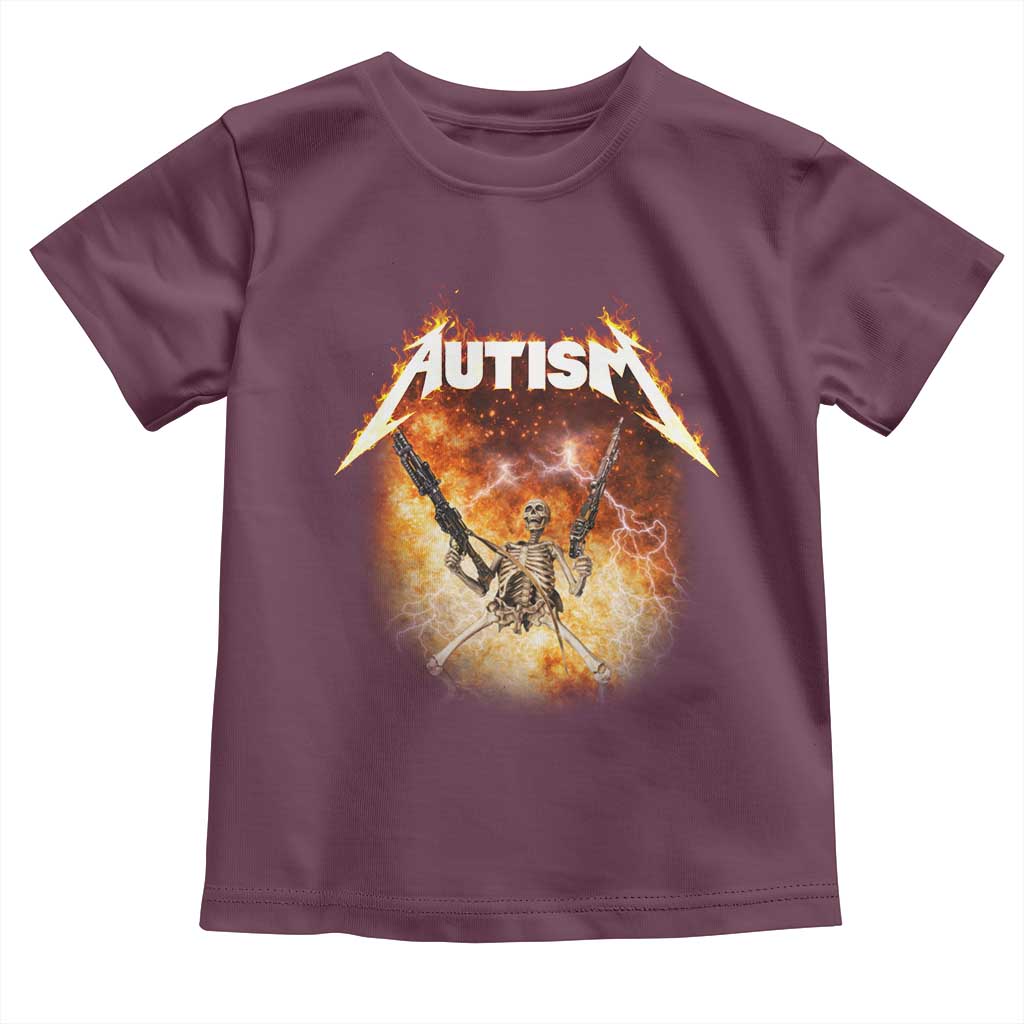 Autism Skeleton Funny Meme Toddler T Shirt Fire Burning Flames