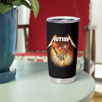 Autism Skeleton Funny Meme Tumbler Cup Fire Burning Flames