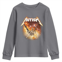 Autism Skeleton Funny Meme Youth Sweatshirt Fire Burning Flames
