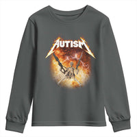 Autism Skeleton Funny Meme Youth Sweatshirt Fire Burning Flames
