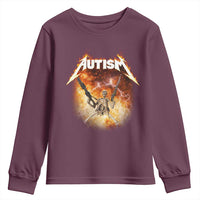 Autism Skeleton Funny Meme Youth Sweatshirt Fire Burning Flames