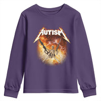 Autism Skeleton Funny Meme Youth Sweatshirt Fire Burning Flames