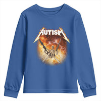 Autism Skeleton Funny Meme Youth Sweatshirt Fire Burning Flames