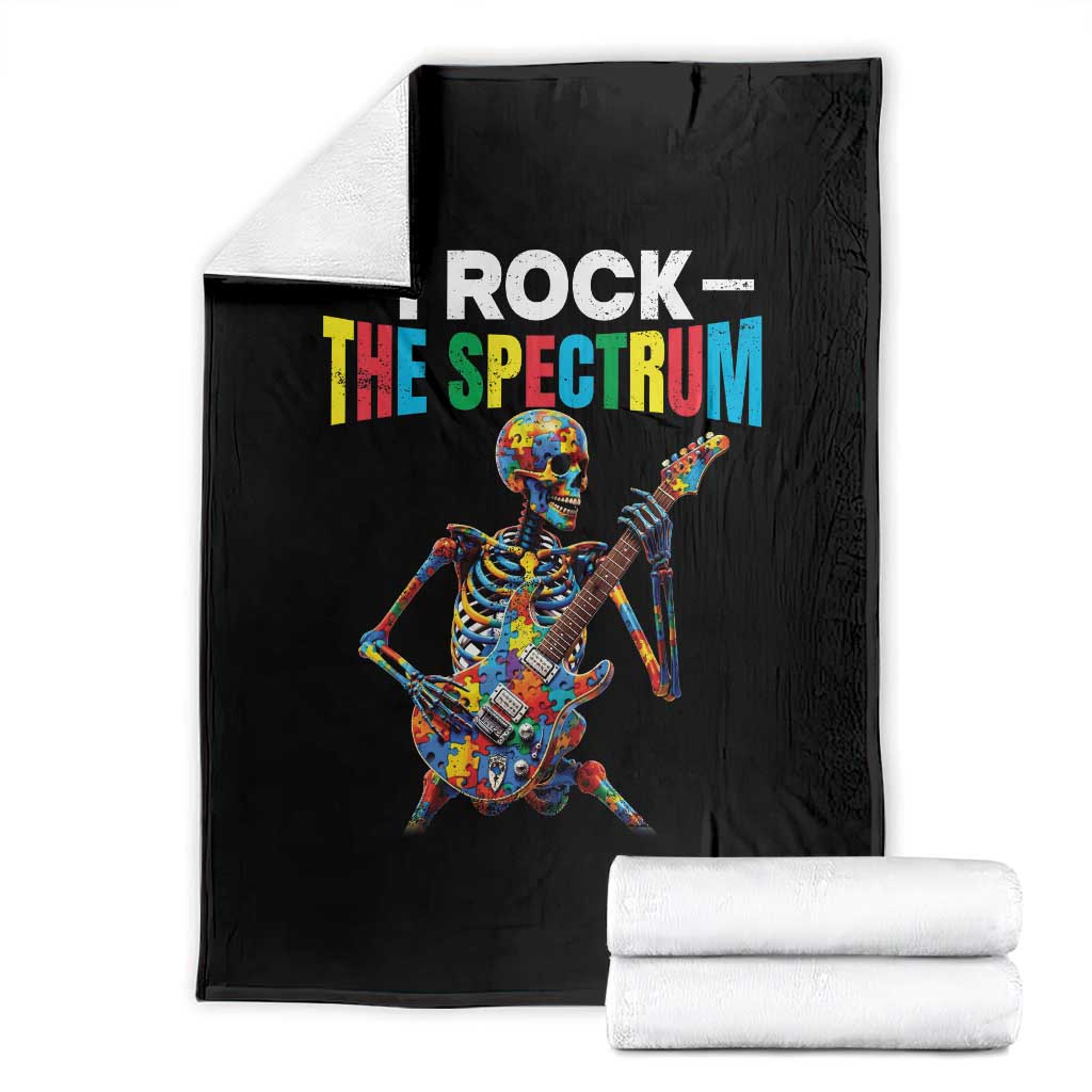 Autism Skeleton Rocker Throw Blanket I Rock The Spectrum Autism Awareness