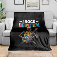 Autism Skeleton Rocker Throw Blanket I Rock The Spectrum Autism Awareness