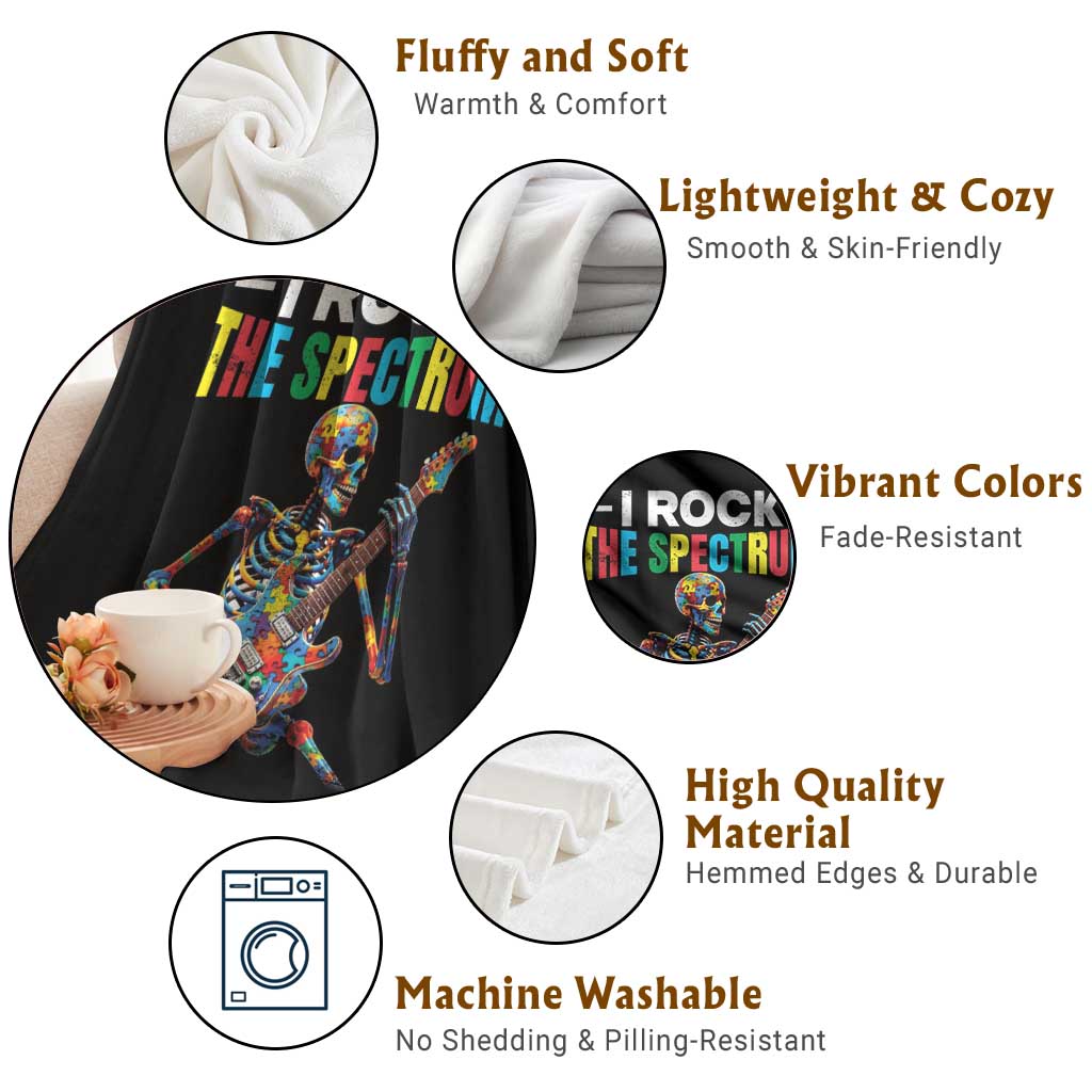 Autism Skeleton Rocker Throw Blanket I Rock The Spectrum Autism Awareness