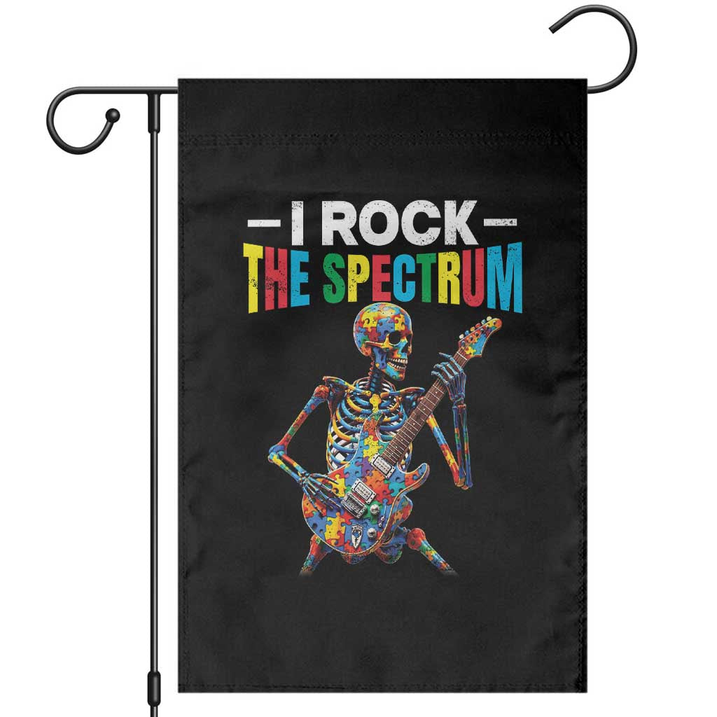 Autism Skeleton Rocker Garden Flag I Rock The Spectrum Autism Awareness