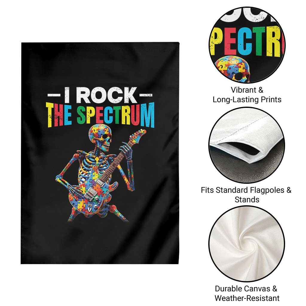 Autism Skeleton Rocker Garden Flag I Rock The Spectrum Autism Awareness