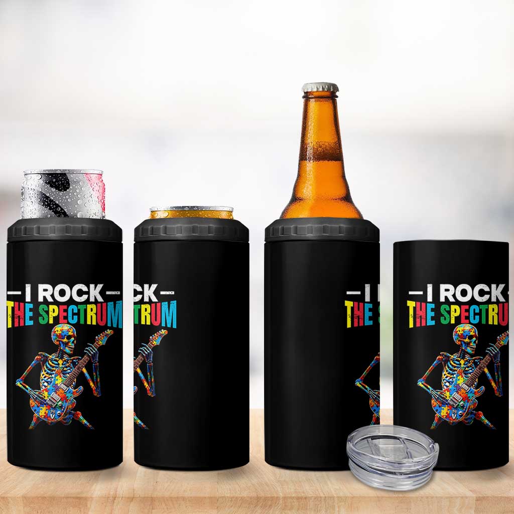 Autism Skeleton Rocker 4 in 1 Can Cooler Tumbler I Rock The Spectrum Autism Awareness