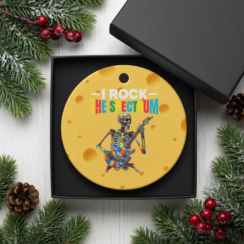 Autism Skeleton Rocker Ceramic Ornament I Rock The Spectrum Autism Awareness