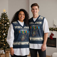 Autism Skeleton Rocker V-Neck Knit Sweater Vest I Rock The Spectrum Autism Awareness