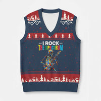 Autism Skeleton Rocker V-Neck Knit Sweater Vest I Rock The Spectrum Autism Awareness