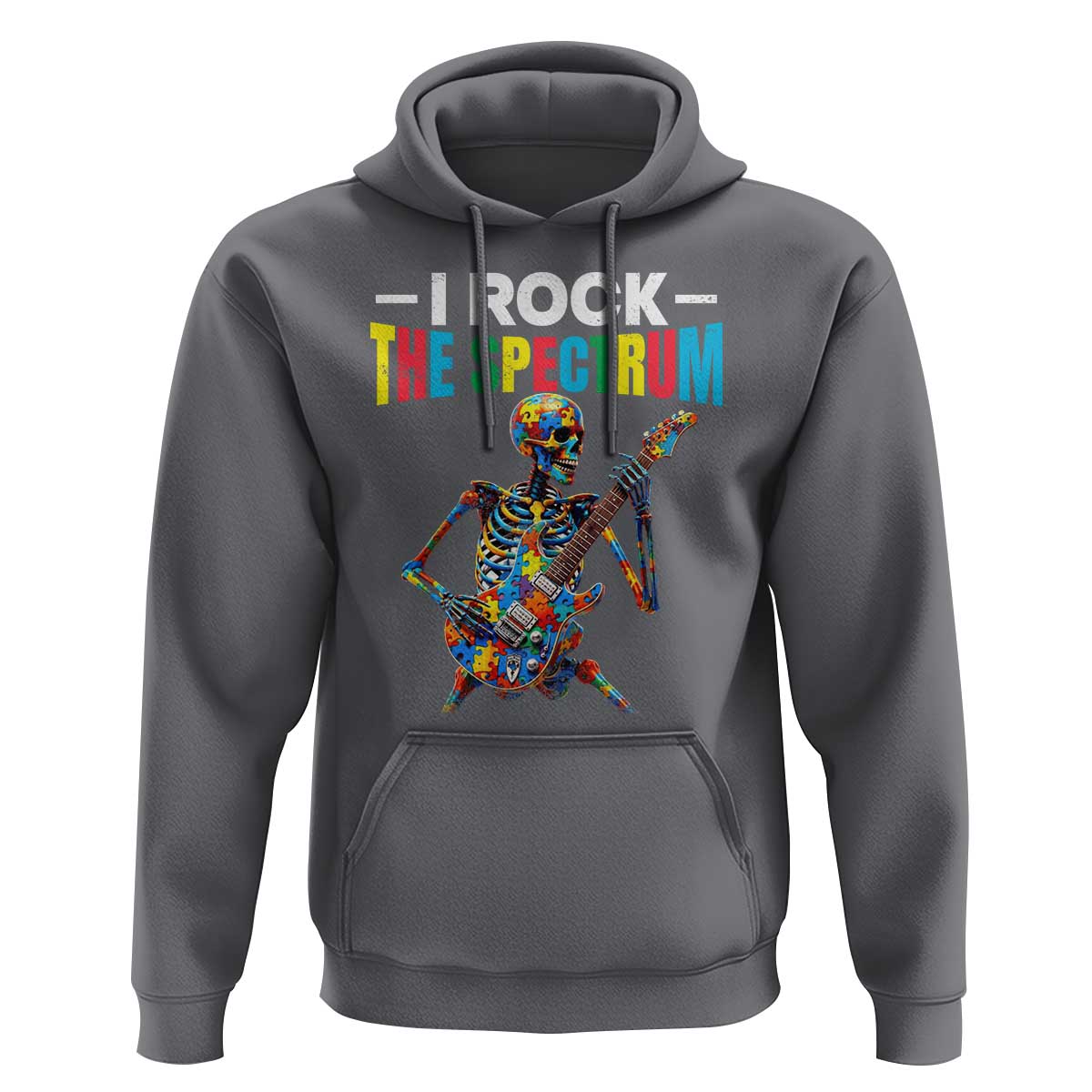 Autism Skeleton Rocker Hoodie I Rock The Spectrum Autism Awareness