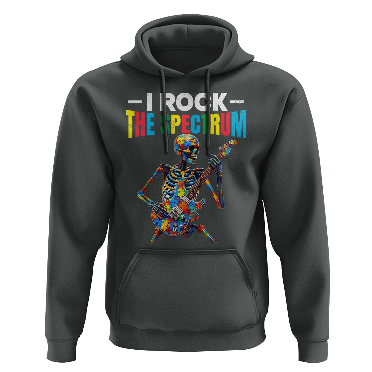Autism Skeleton Rocker Hoodie I Rock The Spectrum Autism Awareness