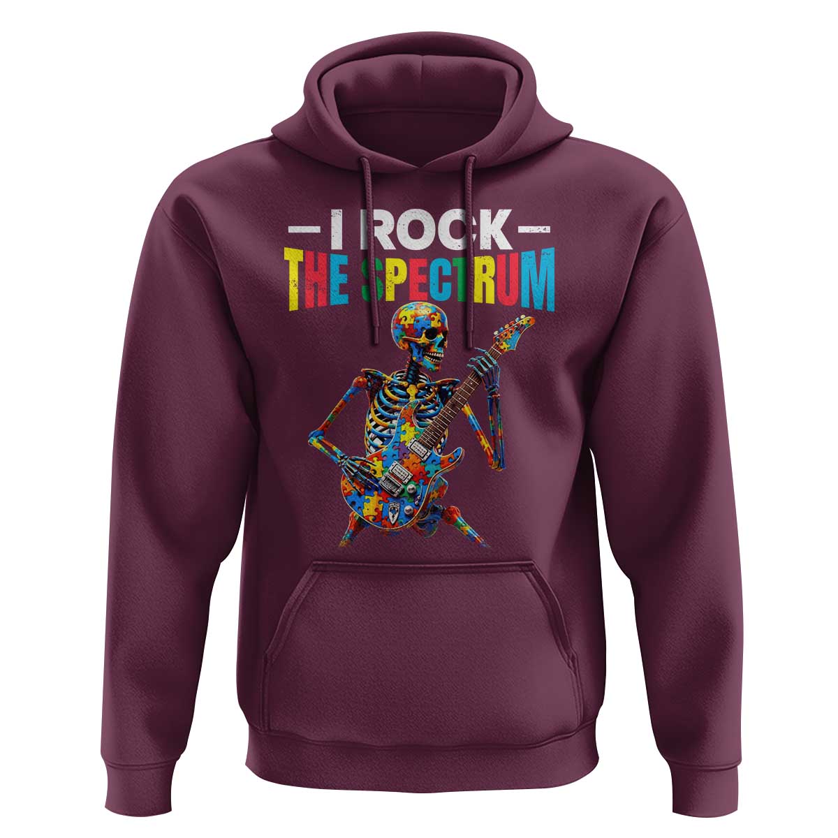 Autism Skeleton Rocker Hoodie I Rock The Spectrum Autism Awareness