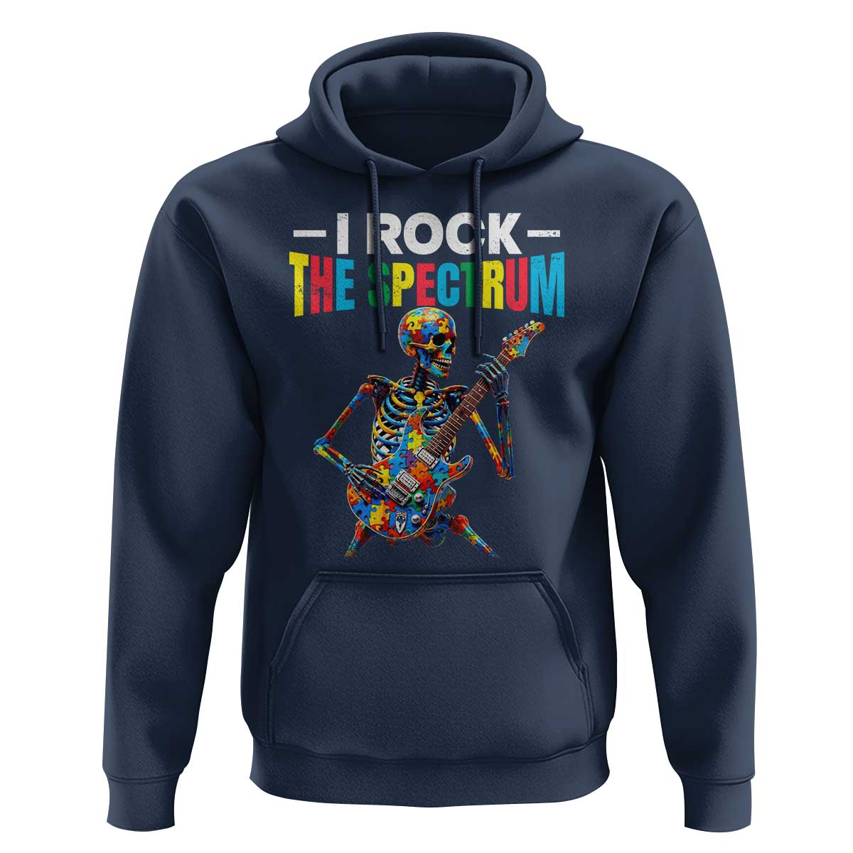 Autism Skeleton Rocker Hoodie I Rock The Spectrum Autism Awareness