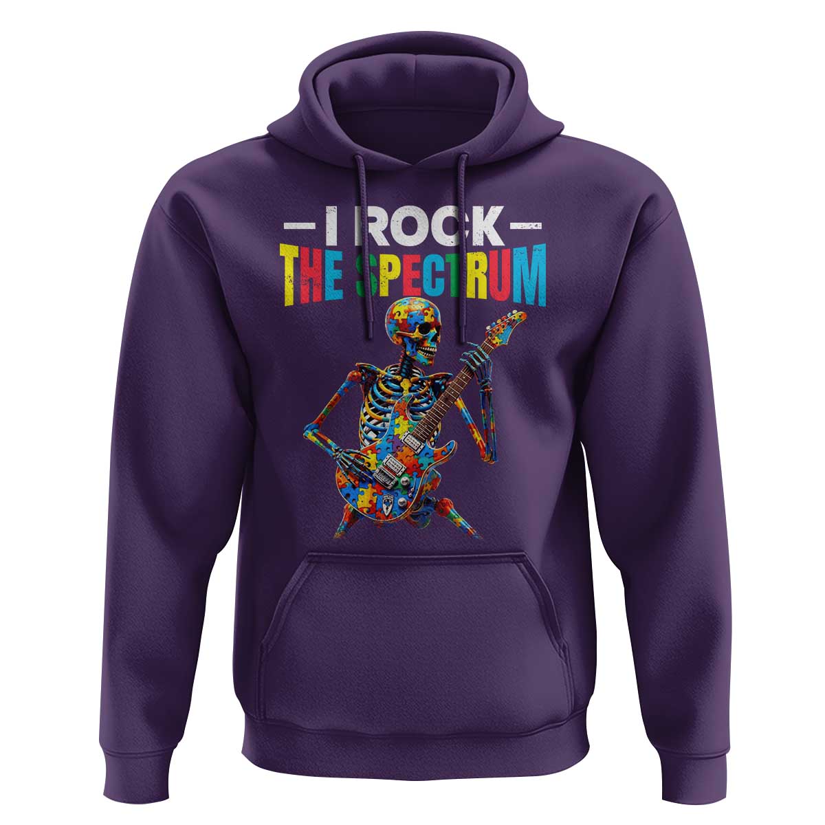 Autism Skeleton Rocker Hoodie I Rock The Spectrum Autism Awareness