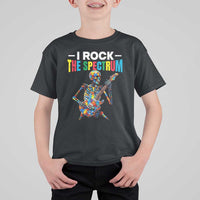 Autism Skeleton Rocker T Shirt For Kid I Rock The Spectrum Autism Awareness