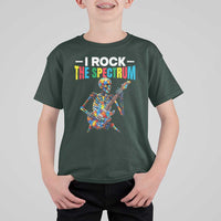 Autism Skeleton Rocker T Shirt For Kid I Rock The Spectrum Autism Awareness