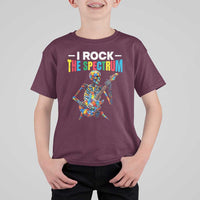 Autism Skeleton Rocker T Shirt For Kid I Rock The Spectrum Autism Awareness