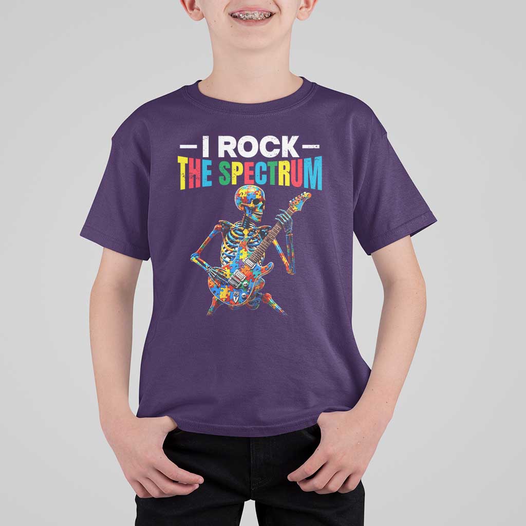 Autism Skeleton Rocker T Shirt For Kid I Rock The Spectrum Autism Awareness