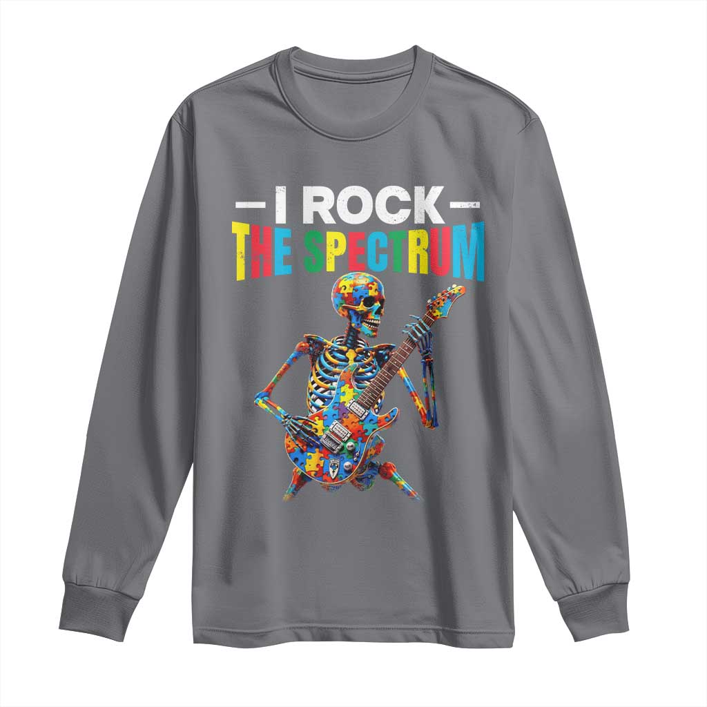 Autism Skeleton Rocker Long Sleeve Shirt I Rock The Spectrum Autism Awareness