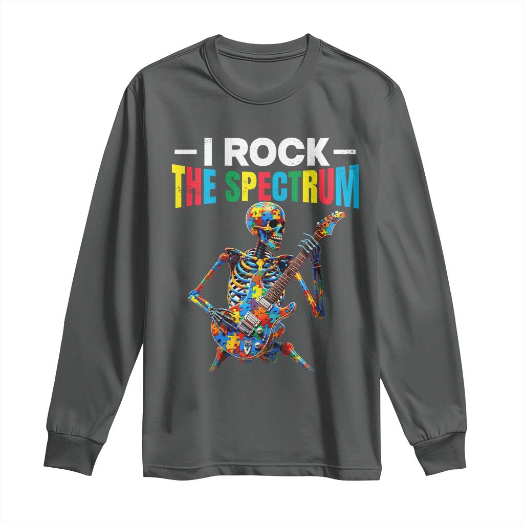 Autism Skeleton Rocker Long Sleeve Shirt I Rock The Spectrum Autism Awareness