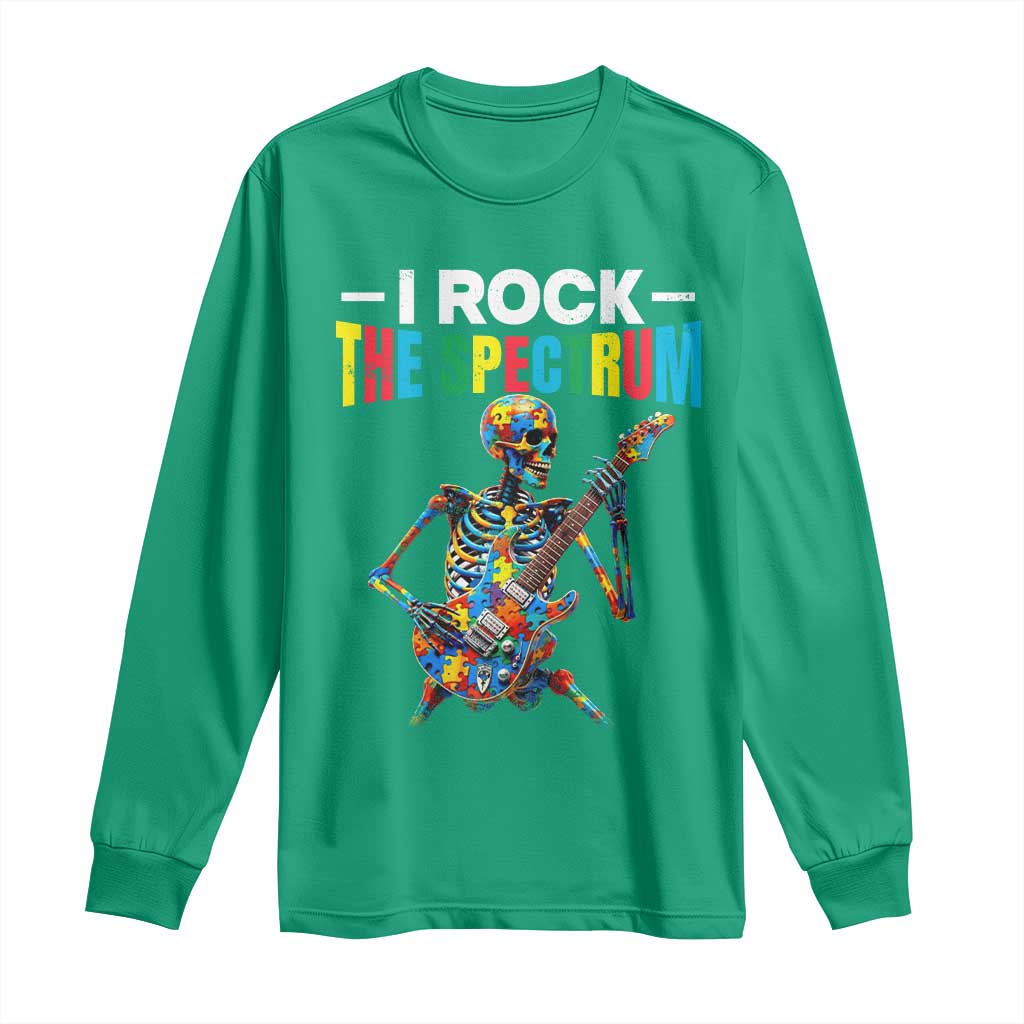 Autism Skeleton Rocker Long Sleeve Shirt I Rock The Spectrum Autism Awareness