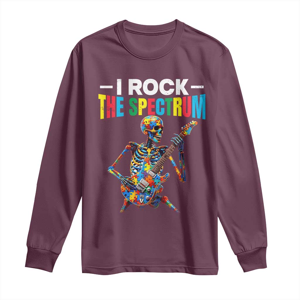 Autism Skeleton Rocker Long Sleeve Shirt I Rock The Spectrum Autism Awareness
