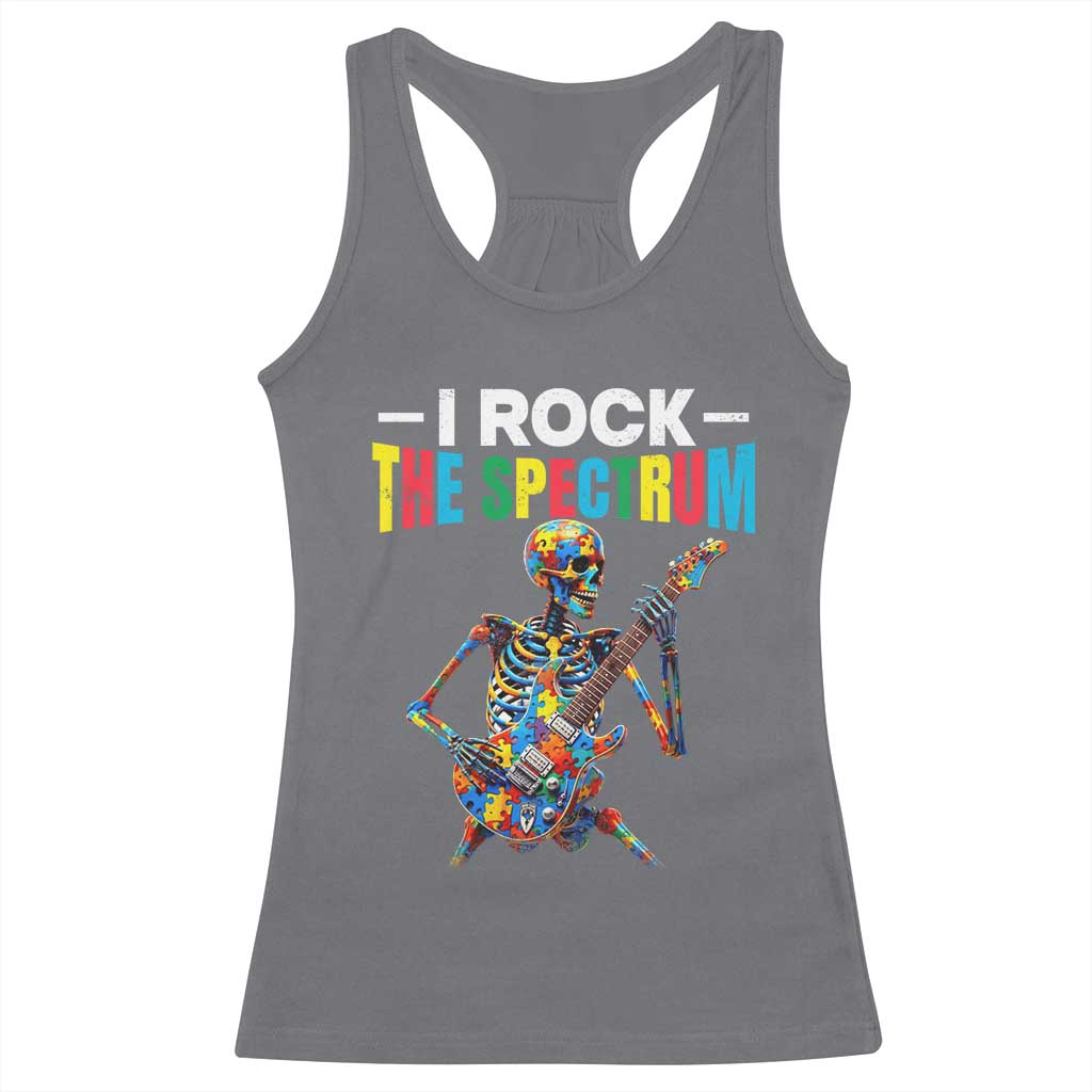 Autism Skeleton Rocker Racerback Tank Top I Rock The Spectrum Autism Awareness